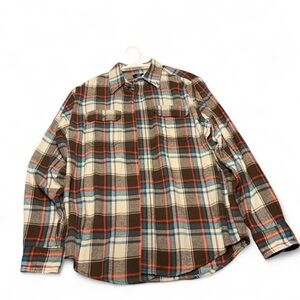 George Brown Plaid Button-Down Shirt with Blue & Cream Accents